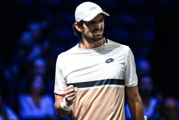 October 28, 2025, Nanterre, France, France: Valentin VACHEROT of Monaco celebrates his point during the second day of the Rolex Paris Masters 1000 tennis tournament at Accor Arena on October 28, 2025 in Nanterre near Paris, France. Nanterre France - ZUMAm308 20251028_zsp_m308_002 Copyright: xMatthieuxMirvillex
