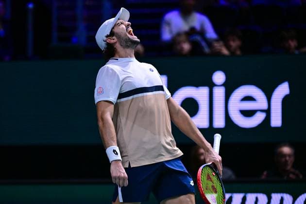 TENNIS : Rolex Paris Masters - Paris - 28 10 2025 Valentin Vacherot ( Monaco ) celebrates during the Rolex Paris Masters at Paris La Defense Arena on October 28, 2025 in Nanterre, France. (Photo by Federico Pestellini PSNewz ) ParisFrance  Copyright: xFedericoxPestellinix