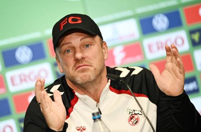 28.10.2025, xophax, Fussball , DFB - Pokal , 2.Runde Saison 2025 2026 1.FC Köln Pressekonferenz vor dem DFB - Pokal Spiel gegen Bayern München Trainer Lukas Kwasniok Köln
