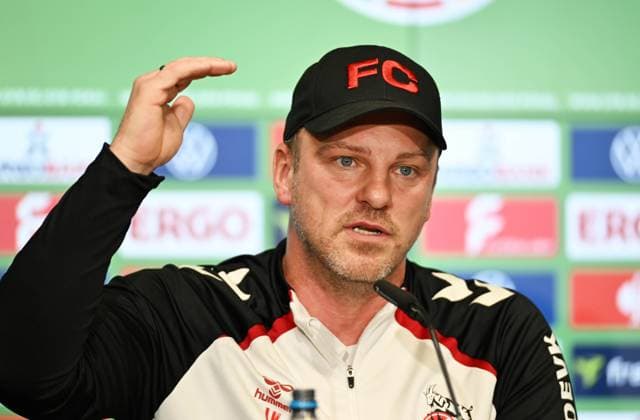 28.10.2025, xophax, Fussball , DFB - Pokal , 2.Runde Saison 2025 2026 1.FC Köln Pressekonferenz vor dem DFB - Pokal Spiel gegen Bayern München Trainer Lukas Kwasniok Köln