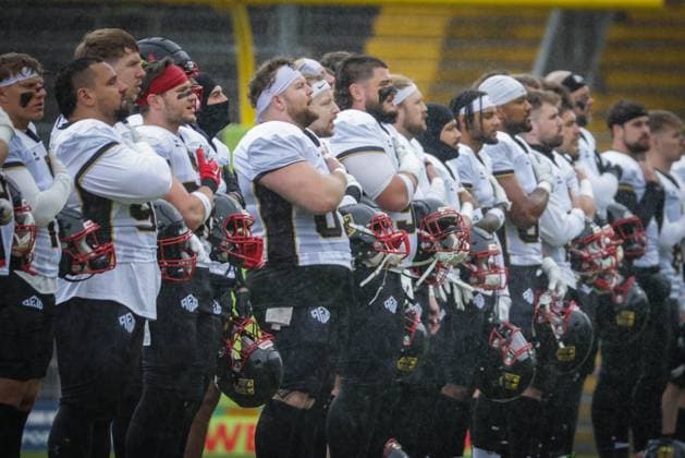 AMERICAN FOOTBALL - IFAF EC, ITA vs GER KREFELD,GERMANY,28.OCT.25 - AMERICAN FOOTBALL - IFAF European Championship, EM, Europameisterschaft bronze medal game, Italy vs Germany. Image shows the team of GER.  GEPAxpictures xDavidxBitzan
