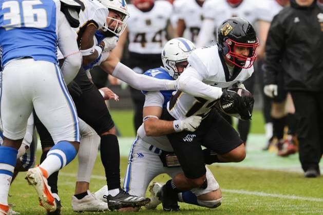 AMERICAN FOOTBALL - IFAF EC, ITA vs GER KREFELD,GERMANY,28.OCT.25 - AMERICAN FOOTBALL - IFAF European Championship, EM, Europameisterschaft bronze medal game, Italy vs Germany. Image shows Marko VidaÄkoviÄ‡ (GER).  GEPAxpictures xDavidxBitzan