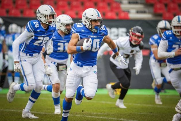 AMERICAN FOOTBALL - IFAF EC, ITA vs GER KREFELD,GERMANY,28.OCT.25 - AMERICAN FOOTBALL - IFAF European Championship, EM, Europameisterschaft bronze medal game, Italy vs Germany. Image shows Dominik Anthony Fiscelli (ITA).  GEPAxpictures xDavidxBitzan