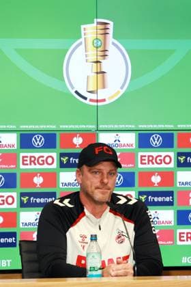 1. FC Köln DFB Pokal, 1. FC Köln, Pressekonferenz zum Pokalspiel gegen Bayern München, Lukas Kwasniok (1. FC Köln). 28.10.2025, Bild: