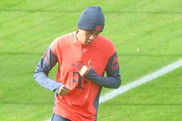 Jamal Musiala, beim Reha-Training, nach Wadenbeinbruch, Sprunggelenksluxation, Fussball FC Bayern München Training an der Säbenerstrasse 28.10.2025 FOTO: Mladen Lackovic LakoPress