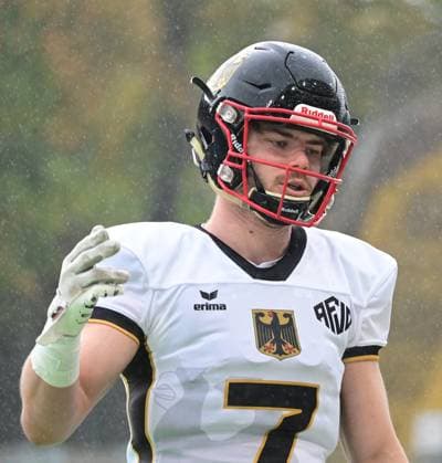 28.10.2025 xkhx Krefeld Grotenburg-Stadion American-Football-Europameisterschaft 2025 Italien - Deutschland Spiel um Platz 3 Louis Geyer (7, Ger)