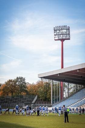AMERICAN FOOTBALL - IFAF EC, ITA vs GER KREFELD,GERMANY,28.OCT.25 - AMERICAN FOOTBALL - IFAF European Championship, EM, Europameisterschaft bronze medal game, Italy vs Germany. Image shows an overview of Grotenburg stadium.  GEPAxpictures xDavidxBitzan