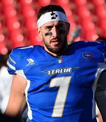 28.10.2025 xkhx Krefeld Grotenburg-Stadion American-Football-Europameisterschaft 2025 Italien - Deutschland Spiel um Platz 3 Italien gewinnt das kleine Finale um Platz 3 und jubelt. hier Zahradka Luke (7, ITA)