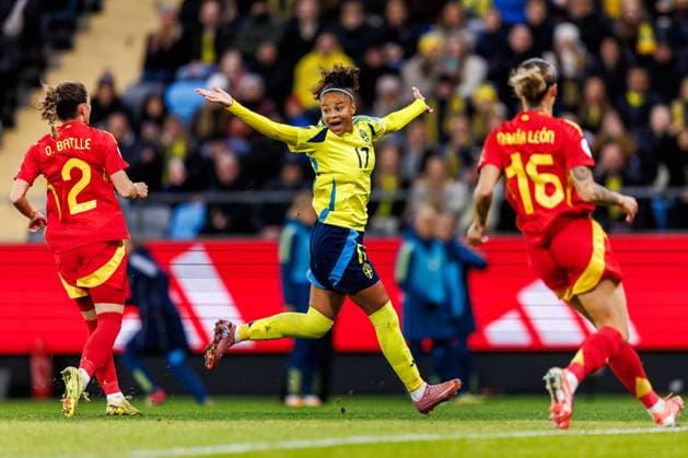 251028 Felicia Schröder of Sweden reacts during the Women s Nations League semifinal between Sweden and Spain on October 28, 2025 in Gothenburg. Photo: Michael Erichsen BILDBYRAN COP 89 MI0896 fotboll football soccer fotball nations league uefa womens nations league semifinal semifinals sverige sweden spanien spain dam bbeng Copyright: MICHAELxERICHSEN BB251028MI025