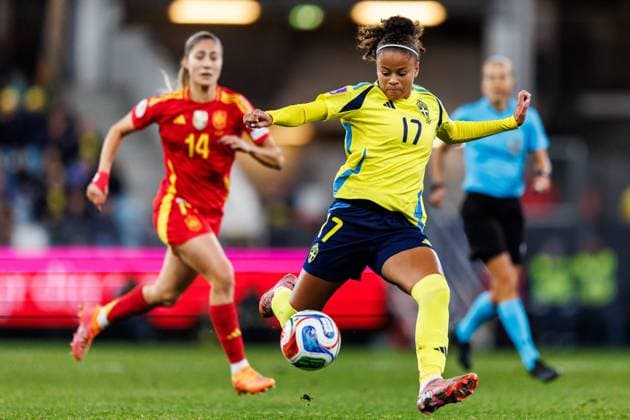 251028 Felicia Schröder of Sweden during the Women s Nations League semifinal between Sweden and Spain on October 28, 2025 in Gothenburg. Photo: Michael Erichsen BILDBYRAN COP 89 MI0896 fotboll football soccer fotball nations league uefa womens nations league semifinal semifinals sverige sweden spanien spain dam bbeng Copyright: MICHAELxERICHSEN BB251028MI027