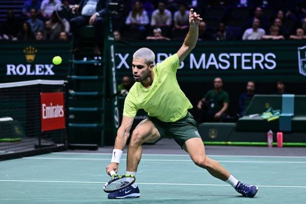 TENNIS : Rolex Paris Masters - Paris - 28 10 2025 Carlos Alcaraz ( Spain ) during the Rolex Paris Masters at Paris La Defense Arena on October 28, 2025 in Nanterre, France. (Photo by Federico Pestellini PSNewz ) ParisFrance  Copyright: xFedericoxPestellinix