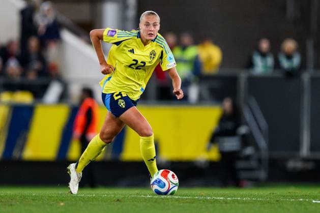 251028 Elma Junttila Nelhage of Sweden during the Women s Nations League semifinal between Sweden and Spain on October 28, 2025 in Gothenburg. Photo: Carl Sandin BILDBYRAN kod CS MI0896 fotboll football soccer fotball nations league uefa womens nations league semifinal semifinals sverige sweden spanien spain dam bbeng Copyright: CARLxSANDIN BB251028CS042