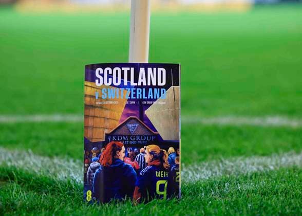 Scotland Women v Switzerland Women International Friendly, Länderspiel, Nationalmannschaft General view of match day programme during the International Friendly match at KDM Group East End Park, Dunfermline UK Newspapers OUT Copyright: xFredxPalmerx FIL-22413-0013