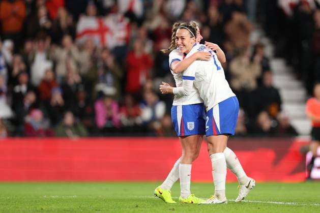 Lucy Bronze of England celebrates a goal 2-0. England Women v Australia Women, International Friendly, Länderspiel, Nationalmannschaft Football, Pride Park, Derby, UK - 28 Oct 2025Derby Pride Park United Kingdom EDITORIAL USE ONLY No use with unauthorised audio, video, data, fixture lists, club league logos or live services. Online in-match use limited to 120 images, no video emulation. No use in betting, games or single club league player publications.  Copyright: xRyanxBrowne Shutterstockx 15623658af