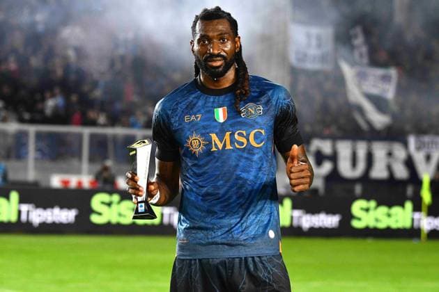 Napoli s Defensive Midfielder Frank Anguissa (99 SSC Napoli) Panini player of the Match during the Serie A Enilive soccer matchday 9 between US Lecce and SSC Napoli at the Via del Mare Stadium in Lecce, Italy, Tuesday, October 28, 2025. (Credit Image: Giovanni Evangelista LaPresse)  Copyright: xGiovannixEvangelista LaPressex