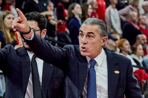 Turkish Airlines EuroLeague Basketball, FC Bayern Munich Basketball vs Real Madrid, München FC Bayern Basketball, Munich FC Bayern Basketball, Madrid Real Baloncesto, 2025-10-28 in München (SAP Garden) SCARIOLO Sergio (Real Madrid Headcoach RMBHC) sportworld München SAP Garden Bayern Deutschland