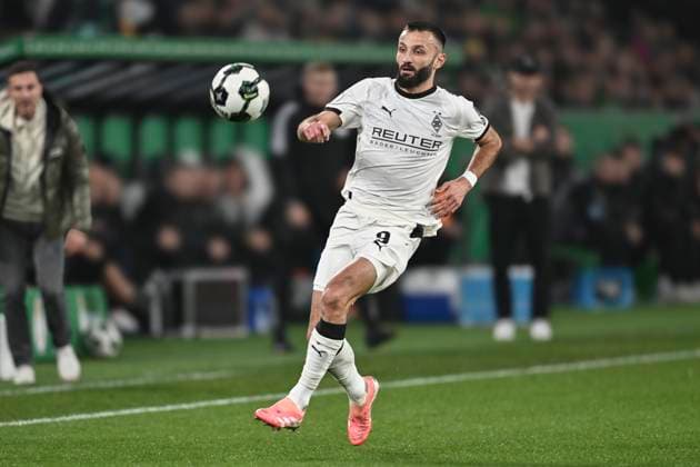 Franck Honorat (Moenchengladbach 9) Aktion . Einzelbild . Freisteller . 28.10.2025 Fussball Borussia Moenchengladbach vs Karlsruher SC, Borussia-Park, Moenchengladbach, DFB DFL REGULATIONS PROHIBIT ANY USE OF PHOTOGRAPHS AS IMAGE SEQUENCES AND OR QUASI-VIDEO