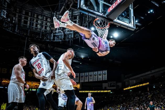 Basketball Berlin 28.10.2025 Saison 2025 2026 Basketball Champions League (BCL) Alba Berlin - ERA Basketball Nymburk Justin Bean (Alba Berlin, No.34)