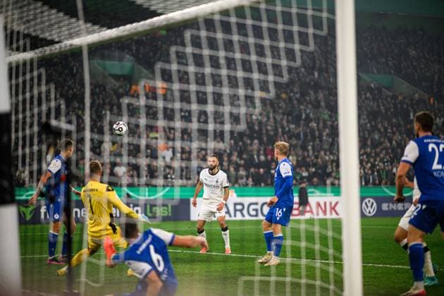 MOENCHENGLADBACH, GERMANY - 28 OCTOBER, 2025: Franck Honorat - The football match of Germany Cup DFB Pokal Borussia Moenchengladbach vs Karlsruher SC at Borussia Park.  Copyright: xVitaliixKliuievx