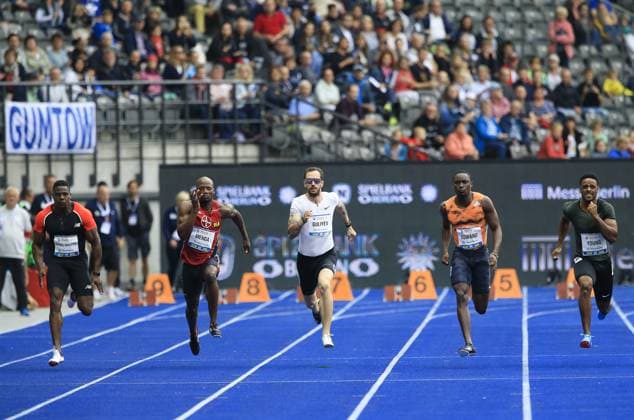 2018 ISTAF Berlin BERLIN, GERMANY - SEPTEMBER 02: Turkish athlete Ramil Guliyev (C) competes in Men s 100 metres during the ISTAF 2018 athletics meeting at Olympiastadion on September 2, 2018 in Berlin, Germany. Berlin Germany. Editorial use only. Please get in touch for any other usage.  Copyright: x2025xAnadoluxAbdülhamidxHoÅübaÅüx