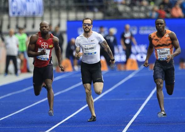 2018 ISTAF Berlin BERLIN, GERMANY - SEPTEMBER 02: Turkish athlete Ramil Guliyev (C) competes in Men s 100 metres during the ISTAF 2018 athletics meeting at Olympiastadion on September 2, 2018 in Berlin, Germany. Berlin Germany. Editorial use only. Please get in touch for any other usage.  Copyright: x2025xAnadoluxAbdülhamidxHoÅübaÅüx