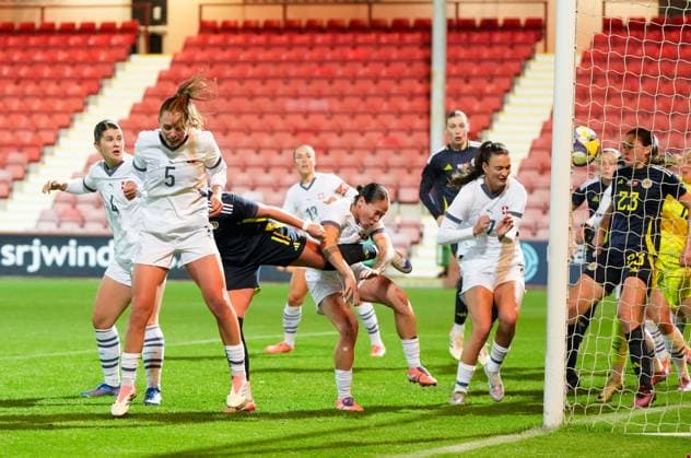 Kathleen McGovern of Scotland Women scores to tie the game 2-2. Scotland Women v Switzerland Women, International Friendly, Länderspiel, Nationalmannschaft Football, KDM Group East End Park, Dunfermline, Scotland, UK - 28 Oct 2025Dunfermline KDM Group East End Park Scotland United Kingdom EDITORIAL USE ONLY No use with unauthorised audio, video, data, fixture lists, club league logos or live services. Online in-match use limited to 120 images, no video emulation. No use in betting, games or single club league player publications.  Copyright: xStuartxWallace Shutterstockx 15623644ag