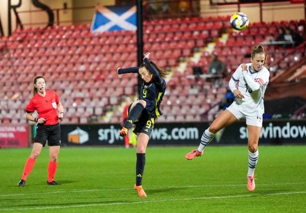 Scotland Women captain Caroline Weir shoots at goal past Switzerland Women captain Lia Wälti. Scotland Women v Switzerland Women, International Friendly, Länderspiel, Nationalmannschaft Football, KDM Group East End Park, Dunfermline, Scotland, UK - 28 Oct 2025Dunfermline KDM Group East End Park Scotland United Kingdom EDITORIAL USE ONLY No use with unauthorised audio, video, data, fixture lists, club league logos or live services. Online in-match use limited to 120 images, no video emulation. No use in betting, games or single club league player publications.  Copyright: xStuartxWallace Shutterstockx 15623644ah
