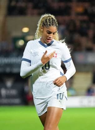 Sydney Scherbenleib of Switzerland Women celebrates scoring to give Switzerland a 2-3 lead. Scotland Women v Switzerland Women, International Friendly, Länderspiel, Nationalmannschaft Football, KDM Group East End Park, Dunfermline, Scotland, UK - 28 Oct 2025Dunfermline KDM Group East End Park Scotland United Kingdom EDITORIAL USE ONLY No use with unauthorised audio, video, data, fixture lists, club league logos or live services. Online in-match use limited to 120 images, no video emulation. No use in betting, games or single club league player publications.  Copyright: xStuartxWallace Shutterstockx 15623644ax