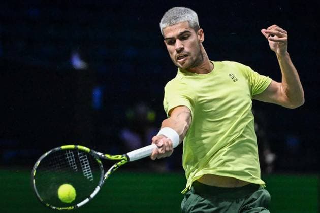 Carlos Alcaraz vs Cameron Norrie at Rolex Paris Masters 2025 in Paris FA Carlos Alcaraz competes against Cameron Norrie during the Rolex Paris Masters 2025 tournament at the Paris La Defense Arena in Paris, on October 28, 2025. Photo by Firas Abdullah ABACAPRESS.COM Paris Ile-de-France France  Copyright: xAbdullahxFiras ABACAx