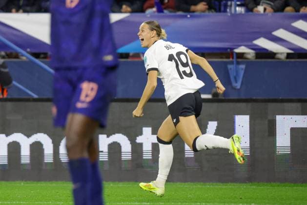 Caen, Frankreich 28. Oktober 2025: UEFA Nations League Women - 2025 2026 - Frankreich vs. Deutschland Im Bild: Torschützin Klara Bühl Buehl (Deutschland) macht das Tor zum 2:1 für Deutschland und jubelt Stade Michel-dÂ Ornano Copyright: xFotostandx xFantinix