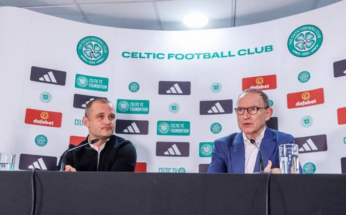 Martin O Neill and Shaun Maloney 28.10.2025 Celtic press conference, PK, Pressekonferenz Martin O Neill and Shaun Maloney  Copyright: xKennyxRamsay.x78xNewarkxStreet.x NINTCHDBPICT001034513590