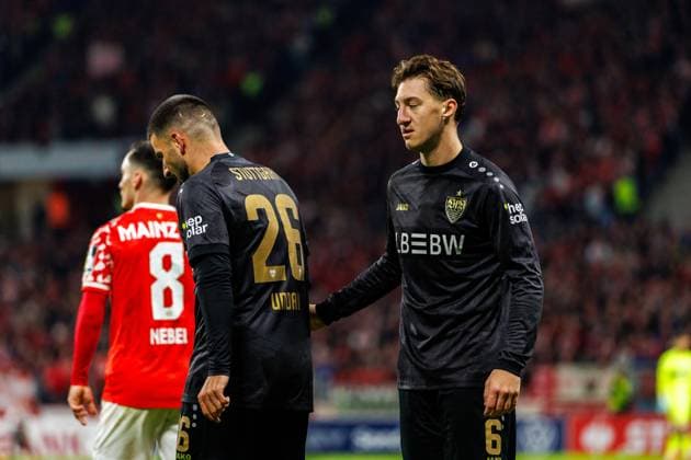 DFB Pokal: 1. FSV Mainz 05 vs. VfB Stuttgart, 29.10.2025 MAINZ, DEUTSCHLAND - OCTOBER 29: Deniz Undav (VfB Stuttgart, 26) and Angelo Stiller (VfB Stuttgart, 6) during the DFB Pokal match between DFB Pokal: 1. FSV Mainz 05 vs. VfB Stuttgart at MEWA Arena on matchday 2 of the DFB Pokal on October 29, 2025 in Mainz, Deutschland. DFL REGULATIONS PROHIBIT ANY USE OF PHOTOGRAPHS AS IMAGE SEQUENCES AND OR QUASI-VIDEO. Copyright: xBEAUTIFULxSPORTS Hahnex