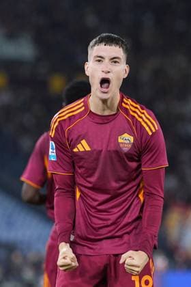 Roma™s Matias Soule celebrates after scoring during the Serie A EniLive soccer match between Roma and Parma at the Rome s Olympic stadium, Italy - Wednesday October 29, 2025 - Soccer ( Photo by Alfredo Falcone LaPresse )  Copyright: xAlfredoxFalcone LaPressex