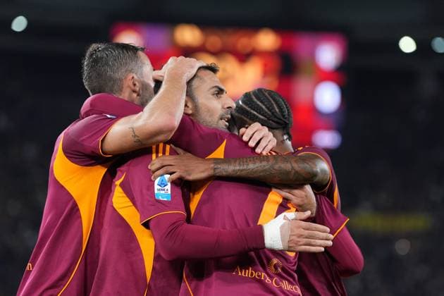 Roma™s Matias Soule celebrates after scoring during the Serie A EniLive soccer match between Roma and Parma at the Rome s Olympic stadium, Italy - Wednesday October 29, 2025 - Soccer ( Photo by Alfredo Falcone LaPresse )  Copyright: xAlfredoxFalcone LaPressex
