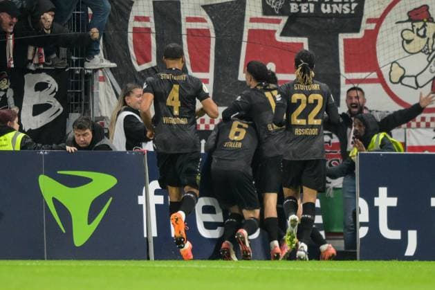 Fußball, DFB Pokal, 20251029, FSV Mainz 05 - VfB Stuttgart. Im Bild Stuttgart Torjubel bejubelt Jubel Tor 0:2. Mainz MEWA Arena Rheinland-Pfalz Deutschland Copyright: Passion2Press MarkusxFischerx