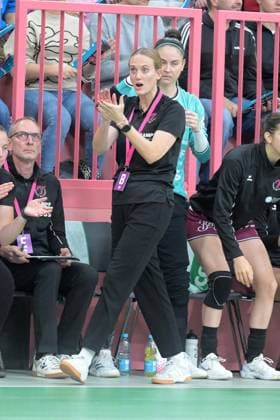 Miriam Hirsch (TusSies Metzingen, Trainerin) TusSies Metzingen vs. HSG Bensheim Auerbach, Handball, Alsco HBF, 5.Ligaspieltag, Saison 2025 2026, 29.10.2025 TusSies Metzingen vs. HSG Bensheim Auerbach, Handball, Alsco HBF, 5.Ligaspieltag, Saison 2025 2026, 29.10.2025 Tuebingen Copyright: xEibner-Pressefoto TobiasxBaurx EP_TBR