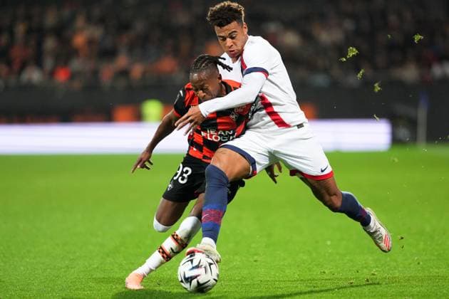 FC Lorient v Paris Saint-Germain - Ligue 1 McDonald s 2025 2026 93 Joel MVUKA (fcl) - 14 Desire DOUE (psg) during the Ligue 1 McDonald s match between Lorient and Paris at Stade du Moustoir on October 29, 2025 in Lorient, France. ( Lorient France  Copyright: xFEPx 776348176