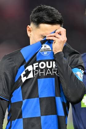 Paderborn, Home Deluxe Arena, 29.10.25, GER, Herren, DFB-Pokal, 2.Runde, Saison 2025-2026, SC Paderborn 07 - Bayer 04 Leverkusen Bild: Raphael OBERMAIR (Paderborn) DFB regulations prohibit any use of photographs as image sequences and or quasi-video. Nordrhein-Westfalen Deutschland