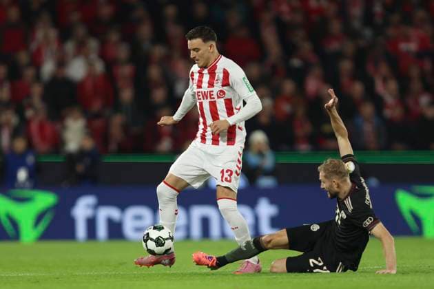 Said El Mala (1. FC Koeln) und Konrad Laimer (FC Bayern München) im Zweikampf waehrend des DFB-Pokal Spiels 1.FC Köln v FC Bayern München, RheinEnergieStadion am 29. October 2025 in Köln, Deutschland. (Foto von Oliver Kaelke DeFodi Images) +++ Said El Mala (1. FC Koeln) und Konrad Laimer (FC Bayern München) battle for the ball during the DFB-Pokal match between 1.FC Köln v FC Bayern München at RheinEnergieStadion on October 29, 2025 in Cologne, Germany. (Photo by Oliver Kaelke DeFodi Images) (Photo by Oliver Kaelke DeFodi Images) Said El Mala 1 FC Koeln and Konrad Laimer FC Bayern München in a duel during the DFB Pokal match 1 FC Köln v FC Bayern München, RheinEnergieStadion on October 29, 2025 in Cologne, Germany Photo by Oliver Kaelke DeFodi Images Said El Mala 1 FC Koeln und Konrad Laimer FC Bayern München battle for the ball during the DFB Pokal match between 1 FC Köln v FC Bayern München at RheinEnergieStadion on October 29, 2025 in Cologne, Germany Photo by Oliver Kaelke DeFodi Images Photo by Oliver Kaelke DeFodi Images