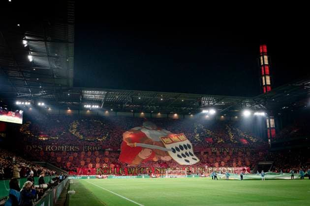 Choreografie Choreo Fans Koeln1.FC Koeln vs. FC Bayern Muenchen, DFB-Pokal, 2. Runde, 29.10.2025 DFB regulations prohibit any use of photographs as image sequences and or quasi-video Koeln Nordrhein-Westfalen Deutschland