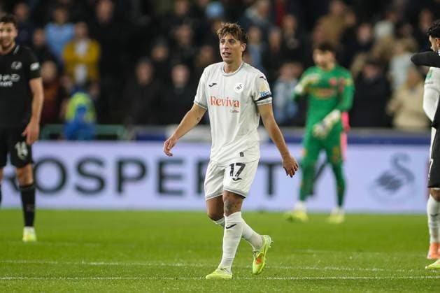 Carabao Cup Last 16 Swansea City v Manchester City Goncalo Franco of Swansea City during the Carabao Cup Last 16 Swansea City vs Manchester City at Swansea.com Stadium, Swansea, United Kingdom, 29th October 2025 (Photo by Andrew Lewis News Images) Swansea Swansea.com Stadium West Glamorgan United Kingdom Copyright: xAndrewxLewis NewsxImagesx