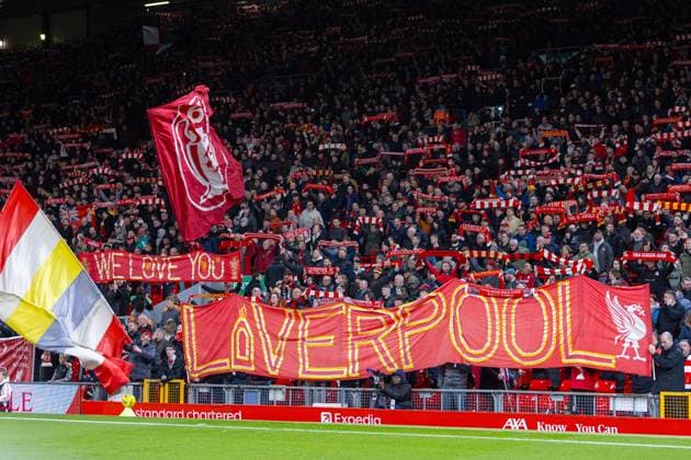 Football - Football League Cup - 4th Round - Liverpool FC v Crystal Palace FC LIVERPOOL, ENGLAND - Wednesday, October 29, 2025: Liverpool supporters banner Liverpool before the Football League Cup 4th Round match between Liverpool FC and Crystal Palace FC at Anfield. (Photo by David Rawcliffe Propaganda) LIVERPOOL Anfield MERSEYSIDE ENGLAND  Copyright: xDavidxRawcliffex P2025-10-29-Liverpool_Palace-21