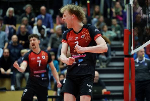 BAU 29.10.2025 Ludwigsburg Volleyball Barock Volleys MTV Ludwigsburg vs. ASV Dachau, Philipp Herrmann (LB) jubelt