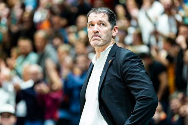 29.10.2025, xomx, Basketball BKT EuroCup 2025 2026, NINERS Chemnitz - ratiopharm ulm v.l. Ty Harrelson (Ratiopharm Ulm Trainer). Portrait, Portraet, Chemnitz