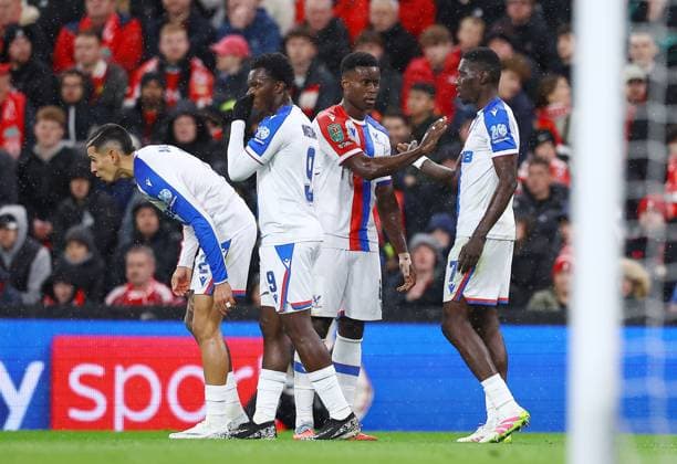 Ismaila Sarr of Crystal Palace celebrates scoring the opening goalwith their team-mates Liverpool v Crystal Palace, EFL Carabao Cup, Fourth Round, Football, Anfield, Liverpool, UK - 29 Oct 2025Liverpool Anfield United Kingdom EDITORIAL USE ONLY No use with unauthorised audio, video, data, fixture lists, club league logos or live services. Online in-match use limited to 120 images, no video emulation. No use in betting, games or single club league player publications. Copyright: xMattxWest Shutterstockx 15627839aa