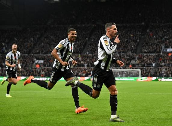Fabian Schar of Newcastle United celebrates scoring their first goal Newcastle United v Tottenham Hotspur, EFL Carabao Cup, Fourth Round, Football, St James Park, Newcastle, UK - 29 Oct 2025Newcastle St James Park United Kingdom EDITORIAL USE ONLY No use with unauthorised audio, video, data, fixture lists, club league logos or live services. Online in-match use limited to 120 images, no video emulation. No use in betting, games or single club league player publications. Copyright: xRichardxLee Shutterstockx 15627852bh