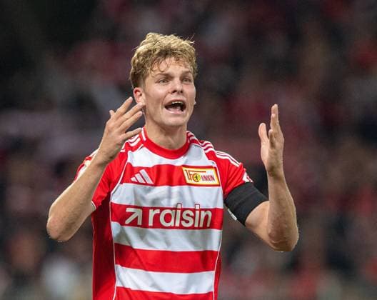 Fußball, Herren, Saison 2025 2026, DFB-Pokal (2. Runde), 1. FC Union Berlin - DSC Arminia Bielefeld, Andras Schäfer (1. FC Union Berlin), 29.10.2025, Copyright: xSebastianxRäppold MatthiasxKochx