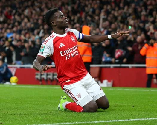 London, England, October 29 2025: Bukayo Saka (7 Arsenal) celebrates goal during the Carabao Cup game between Arsenal and Brighton & Hove Albion at Emirates Stadium in London, England. (Photo by Jay Patel Sports Press Photo SPP) Copyright: xJayxPatel SportsxPressxPhoto SPPx Sportspressphoto_SPR53057