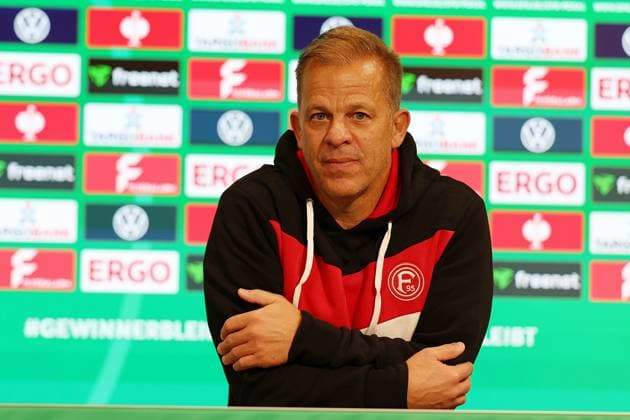 29.10.2025, xrekx, Fussball DFB Pokal 2.Runde, Fortuna Duesseldorf - SC Freiburg v.l. Pressekonferenz Markus Anfang Trainer (Fortuna Duesseldorf) (DFL DFB REGULATIONS PROHIBIT ANY USE OF PHOTOGRAPHS as IMAGE SEQUENCES and or QUASI-VIDEO) Duesseldorf