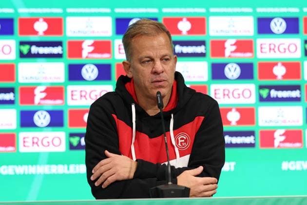 29.10.2025, xrekx, Fussball DFB Pokal 2.Runde, Fortuna Duesseldorf - SC Freiburg v.l. Pressekonferenz Markus Anfang Trainer (Fortuna Duesseldorf) (DFL DFB REGULATIONS PROHIBIT ANY USE OF PHOTOGRAPHS as IMAGE SEQUENCES and or QUASI-VIDEO) Duesseldorf